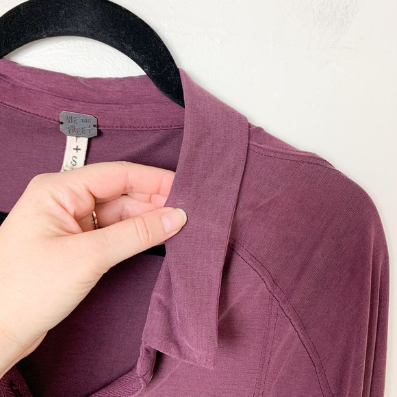 We the Free Free People hi-low purple collared oversized long sleeve top S - Picture 8 of 10